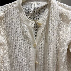 Anthropologie knit lace Cream Women's Sweater